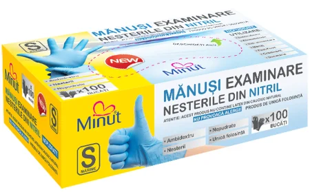 Manusi de unica folosinta - Manusi nitril nepudrate albastre Minut, marimi L