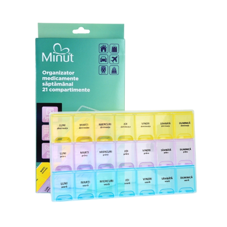 Organizator Medicamente Săptămânal 21 Compartimente Minut [4]