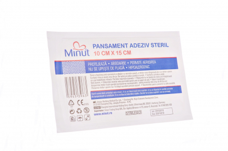 Consumabile sanitare - Pansament adeziv steril  Minut 10 cm x 15 cm
