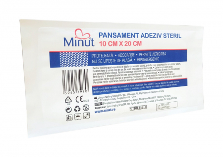 Consumabile sanitare - Pansament adeziv steril  Minut 10 cm x 20 cm
