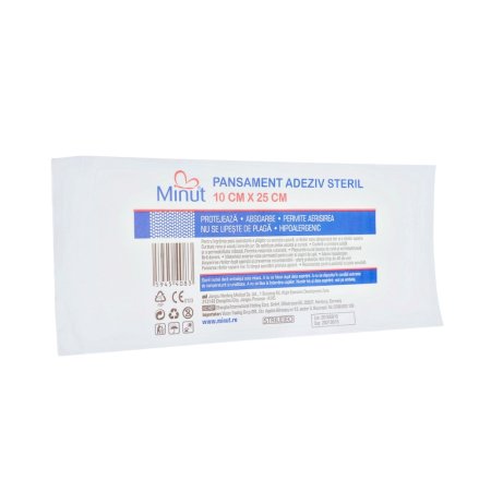 Consumabile sanitare - Pansament adeziv steril  Minut 10 cm x 25 cm
