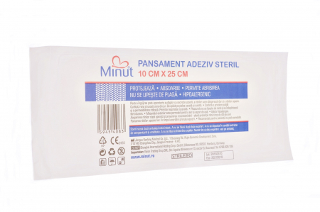 Consumabile sanitare - Pansament adeziv steril  Minut 10 cm x 25 cm