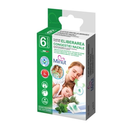 Plasturi - Plasturi Minut, pentru eliberarea congestiei nazale  6 buc/cut