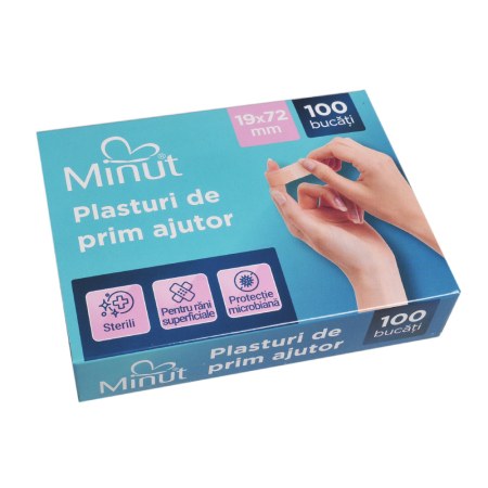 Plasturi Minut pentru rani prim ajutor, 100 buc, 19x72 cm [3]
