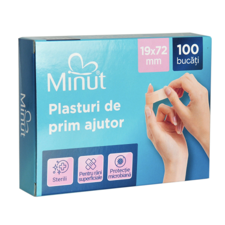 Plasturi - Plasturi Minut pentru rani prim ajutor, 100 buc, 19x72 cm