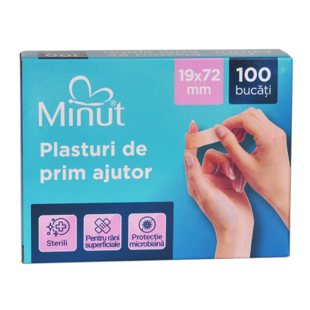 Plasturi Minut pentru rani prim ajutor, 100 buc, 19x72 cm [1]