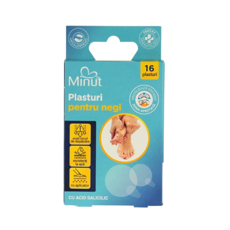 Plasturi - Plasturi pentru negi, cu acid salicilic, 16buc/cutie, Minut