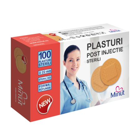 Plasturi - Plasturi post injectie rotunzi 22 mm, PVC , 100buc, Minut