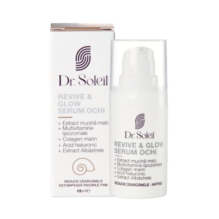 Tratamente ingrijire corp - Serum ochi cu mucina melc Revive & Glow Dr. Soleil, 15 ml