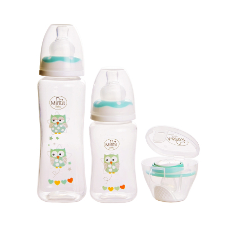Set 2 biberoane 125 ml, 250 ml + suzeta in cutie sterilizare Minut Baby 0+ [2]
