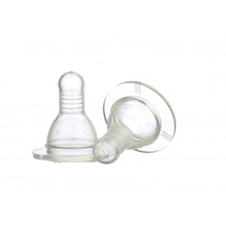 Alimentatie bebe - Set 2 tetine Minut Baby silicon, 6+ lichide groase