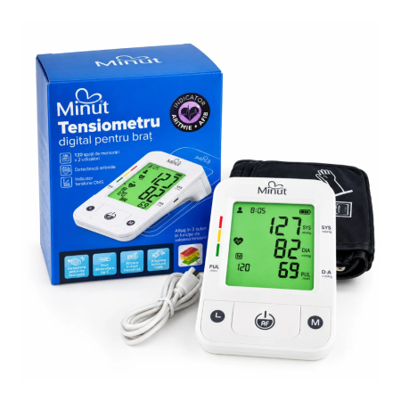 Tensiometre - Tensiometru digital pentru braț cu indicator aritmie și AFib, Minut