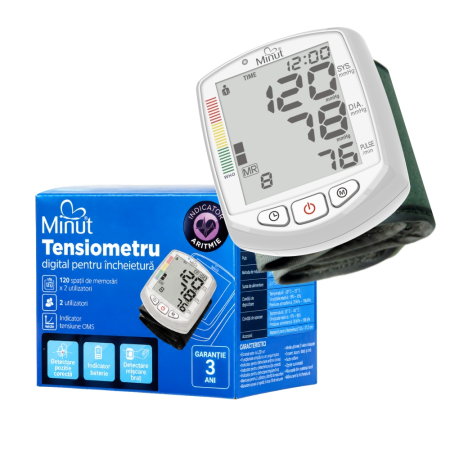Tensiometre - Tensiometru digital pentru încheietură cu indicator aritmie, Minut