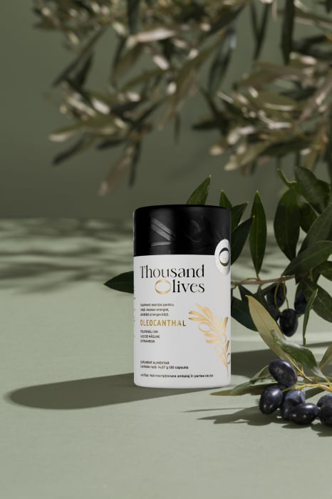 Oleocanthal, 5mg polifenoli din ulei de masline extravirgin, THOUSAND OLIVES, 30 caps [2]