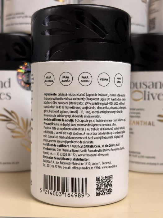 Oleocanthal, 5mg polifenoli din ulei de masline extravirgin, THOUSAND OLIVES, 30 caps [7]