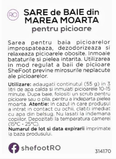 Saruri de baie cu minerale din Marea Moarta, pentru picioare, SheFoot 55g [5]