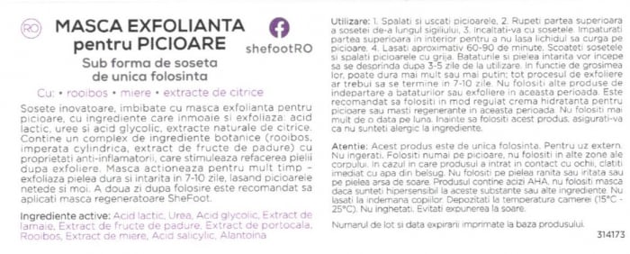 Sosete exfoliante cu uree si acid glicolic, SheFoot, 1 set [3]