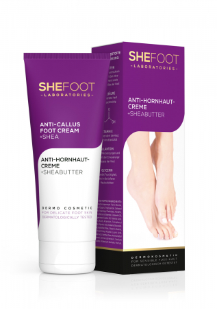 SheFoot - Crema anti-calus cu unt de shea, acid glicolic, vitamina E si alantoina, SheFoot, 75 ml