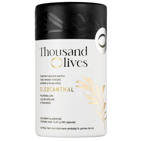 Thousand Olives - Oleocanthal, 5mg polifenoli din ulei de masline extravirgin, THOUSAND OLIVES, 30 caps