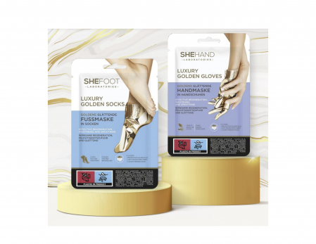 Pachet Luxury Golden, masti pt. maini si picioare cu aur coloidal, SheCosmetics [1]