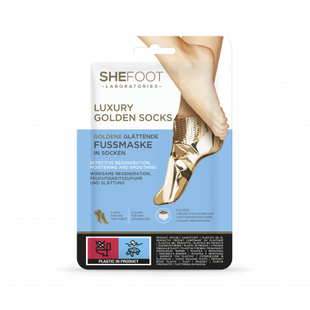 Tratamente pentru picioare - Sosete tratament cu aur coloidal LUXURY GOLDEN, SheFoot, 1 set