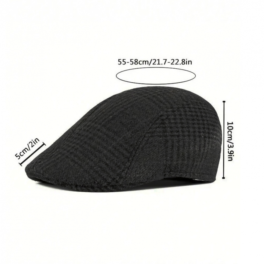 Bereta barbati cu model herringbone si captuseala moale, stil retro britanic [3]