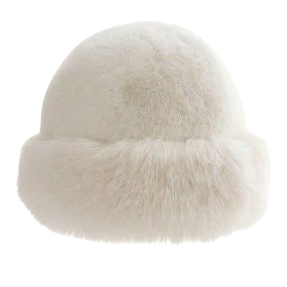 Caciula din blana artificiala moale tip bucket, model elegant - Alb [1]