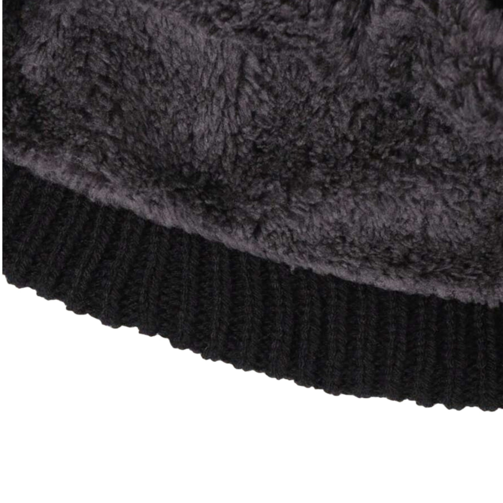 Caciula tricotata groasa imblanita pentru barbati, model casual rezistent la vant - Negru [2]