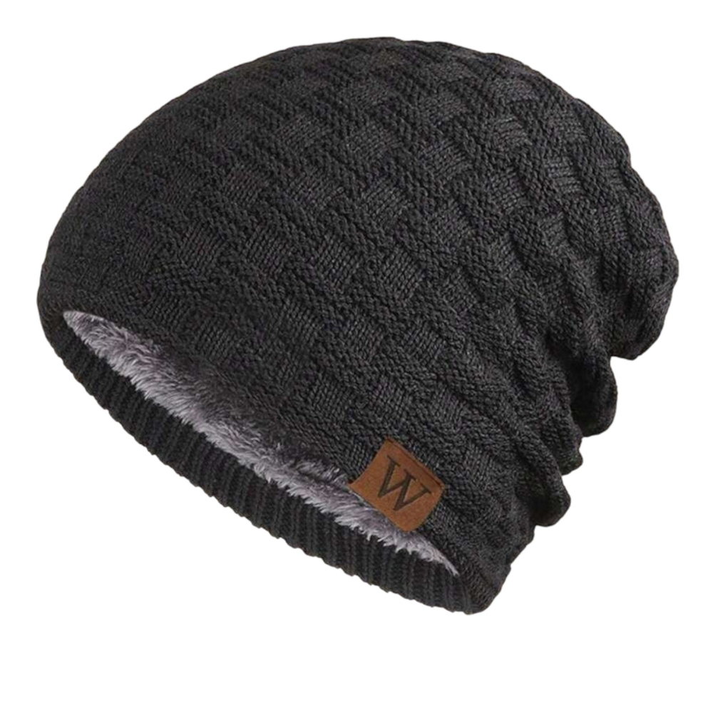 Caciula tricotata groasa imblanita pentru barbati, model casual rezistent la vant - Negru [1]