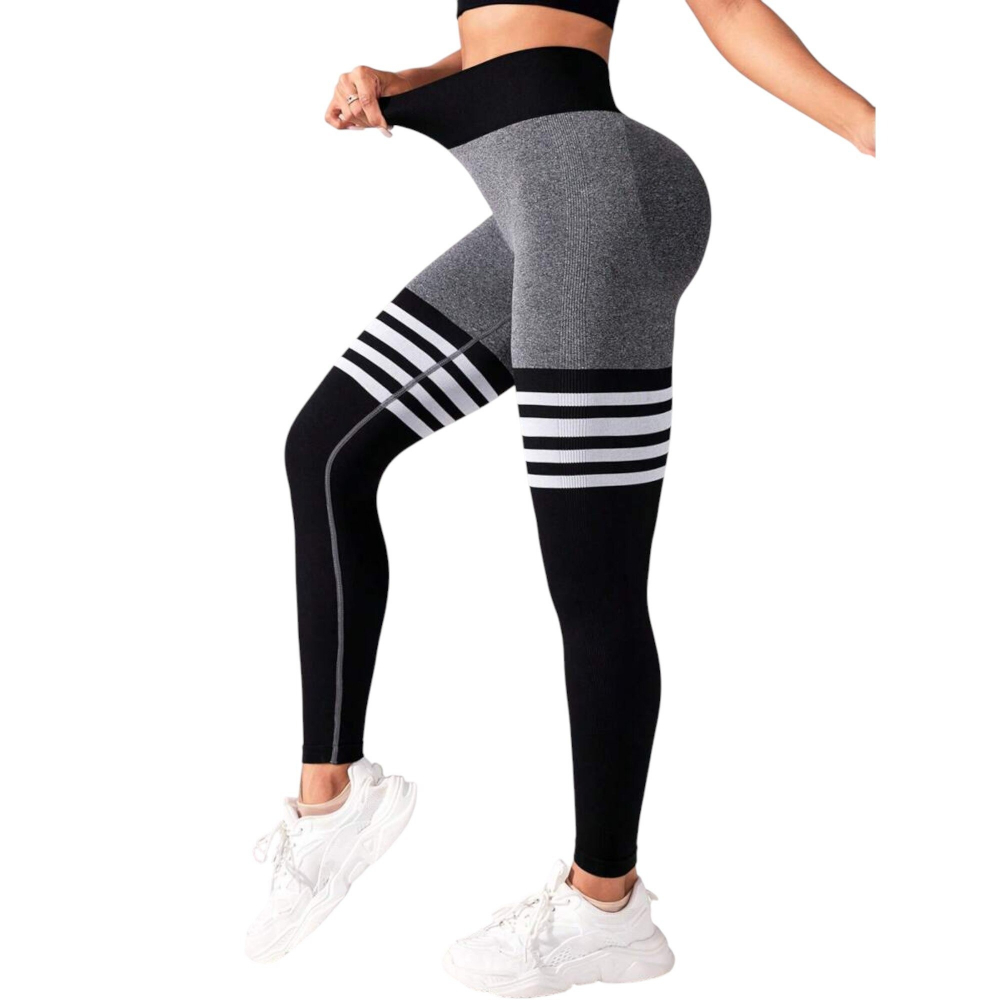 colanti-model-jambiere-cu-dungi-talie-inalta-si-efect-push-up-grinegru-marime-s [3]