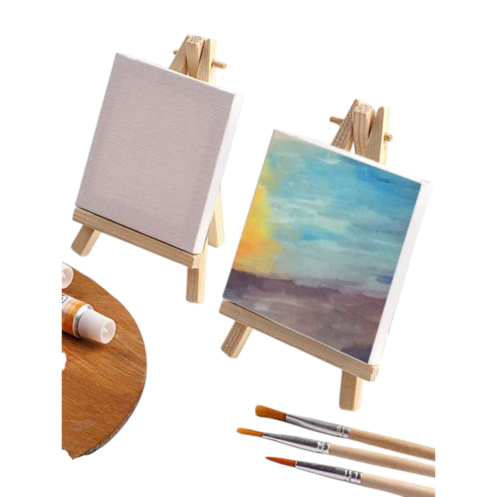 Set mini sevalet din lemn cu panza 10x10 cm pentru pictura si decor [8]