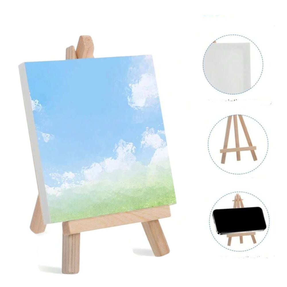 Set mini sevalet din lemn cu panza 10x10 cm pentru pictura si decor [3]