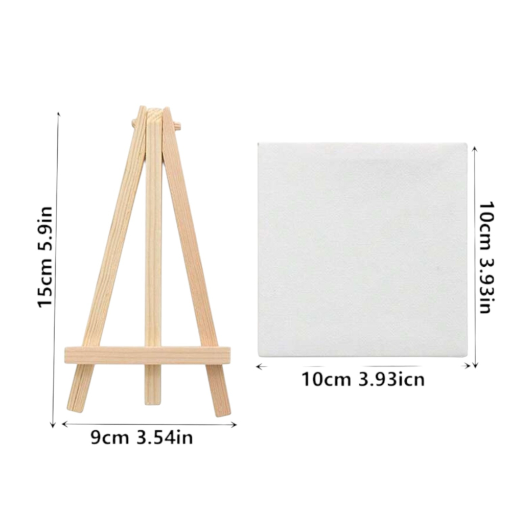 Set mini sevalet din lemn cu panza 10x10 cm pentru pictura si decor [4]