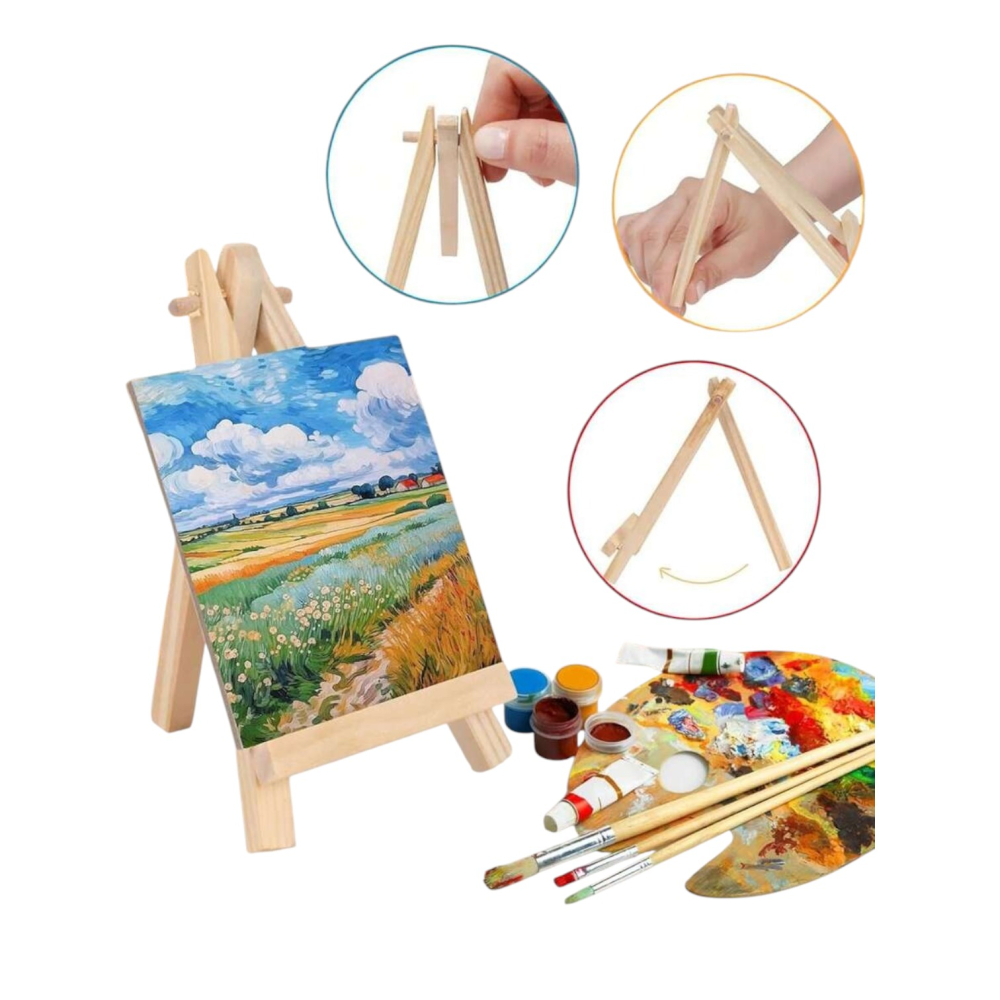 Set mini sevalet din lemn cu panza 10x10 cm pentru pictura si decor [5]
