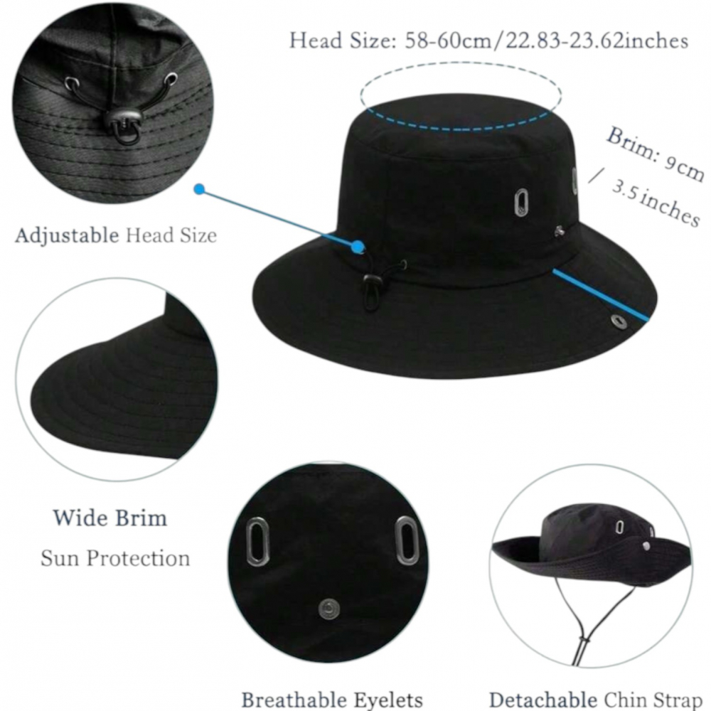 Palarie unisex bor mare 2-in-1, pliabila, protectie UV si vant, ajustabila [4]