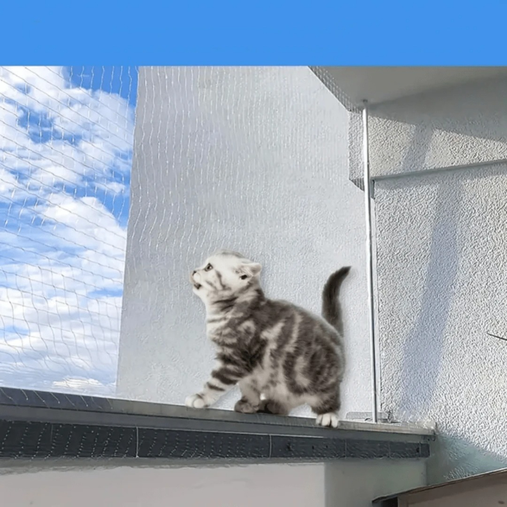 Plasa protectie pisici balcon si fereastra, transparenta, rezistenta UV, kit montaj inclus [5]