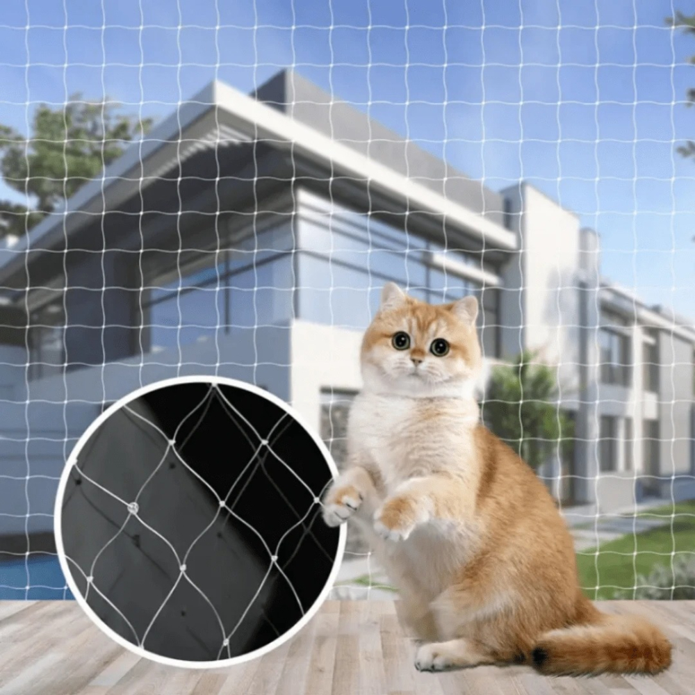 Plasa protectie pisici balcon si fereastra, transparenta, rezistenta UV, kit montaj inclus [4]