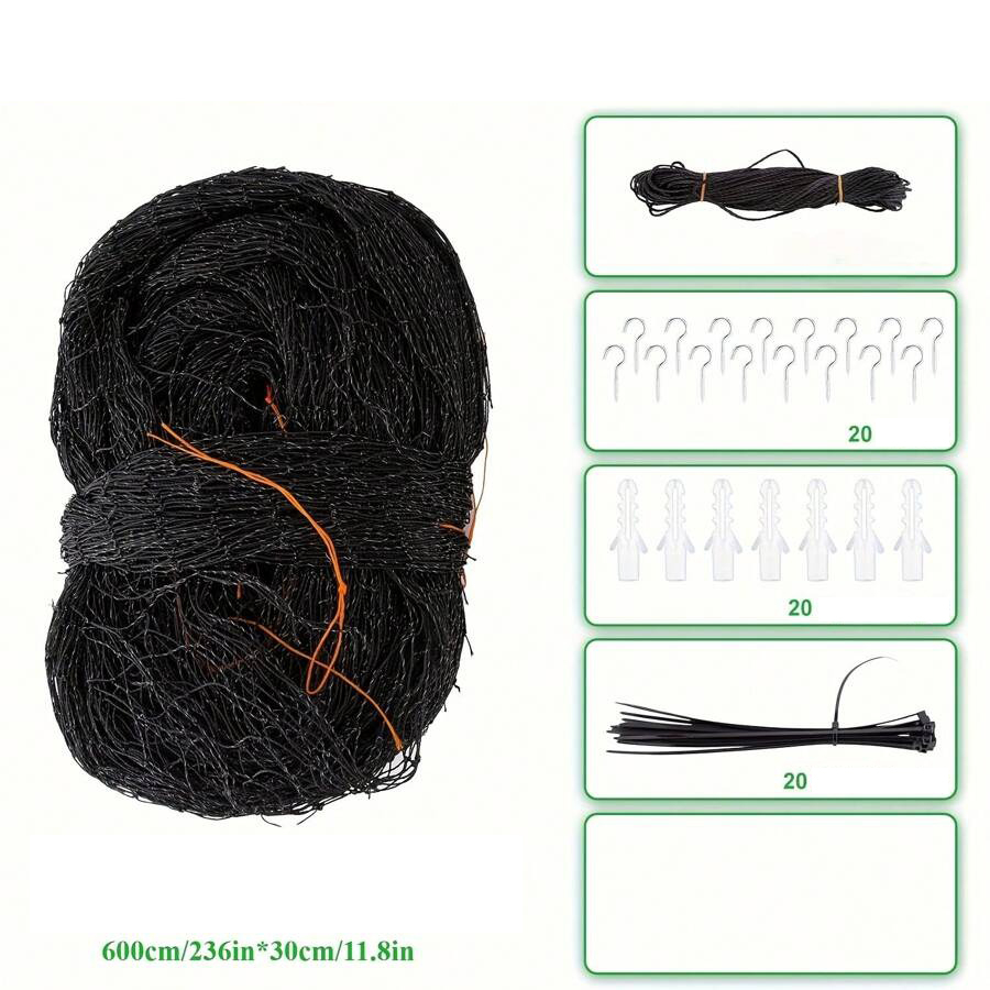 Plasa protectie pisici pentru balcon si fereastra, rezistenta UV, kit complet montaj, Negru, 3m x 8m [1]