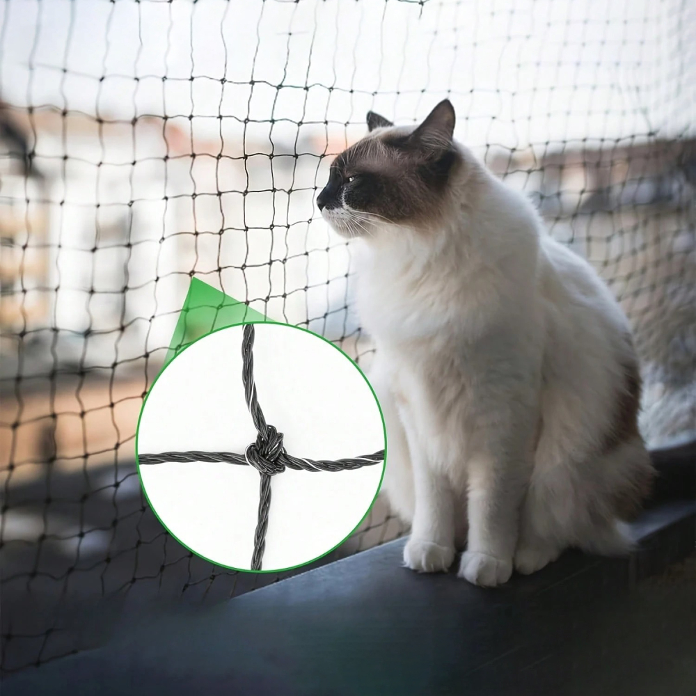 Plasa protectie pisici pentru balcon si fereastra, rezistenta UV, kit complet montaj, Negru, 3m x 8m [6]