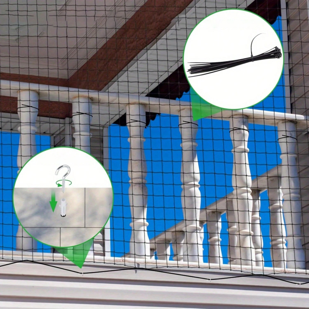 Plasa protectie pisici pentru balcon si fereastra, rezistenta UV, kit complet montaj, Negru, 3m x 8m [7]