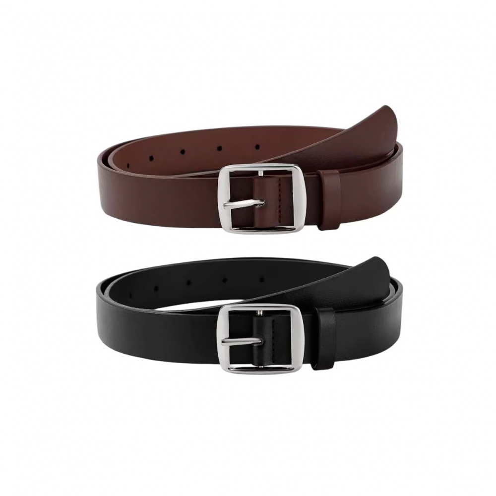 set-2-curele-barbati-negru-si-maro-piele-pu-casual-cu-catarama-patrata-decorativ [1]