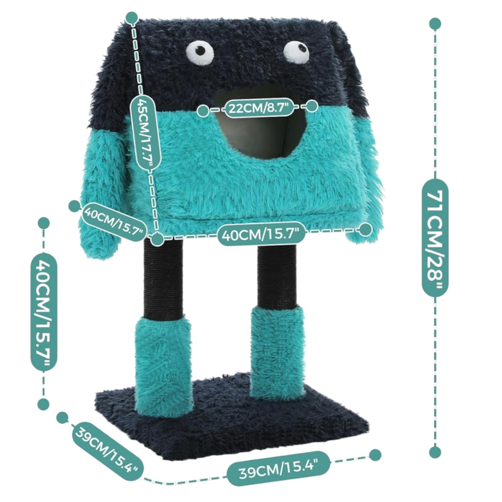 Turn de joaca pentru pisici 2 in 1 cu casuta detasabila si stalpi din sisal – design desen animat [3]