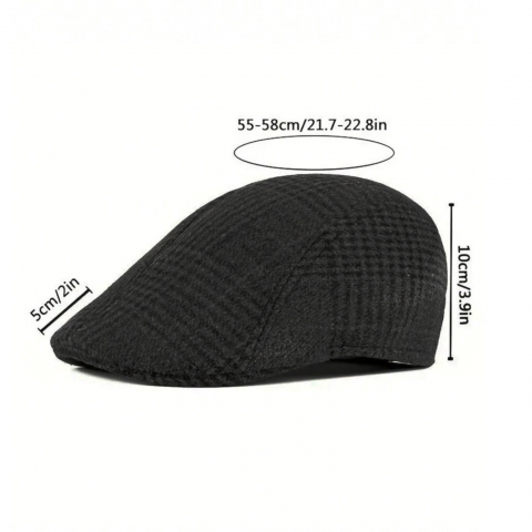 Bereta barbati cu model herringbone si captuseala moale, stil retro britanic [2]