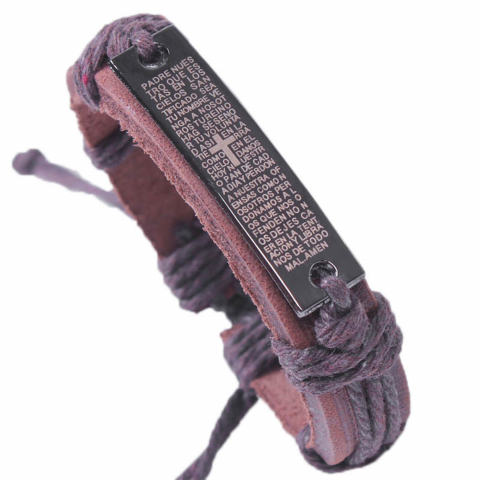 Accesorii Barbati - bratara-crestina-din-piele-maro