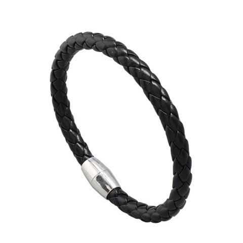 Accesorii Barbati - bratara-simpla-din-piele-intretesuta-in-mai-multe-straturi-negru