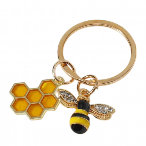 Brelocuri Mixte - breloc-albina-si-fagure-cu-stras