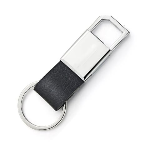 Brelocuri - breloc-simplu-din-piele-cu-clips-metalic-negru