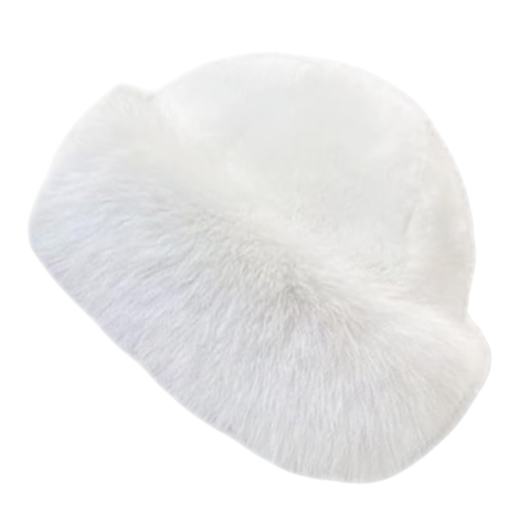 Caciula din blana artificiala moale tip bucket, model elegant - Alb [1]