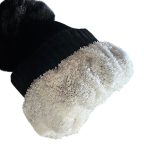 Caciula tricotata groasa cu pompon, imblanita pe interior, stil casual de iarna - Negru [1]