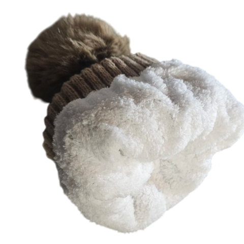 Caciula tricotata groasa cu pompon, imblanita pe interior, stil casual de iarna - Maro [1]